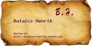 Balaicz Henrik névjegykártya
